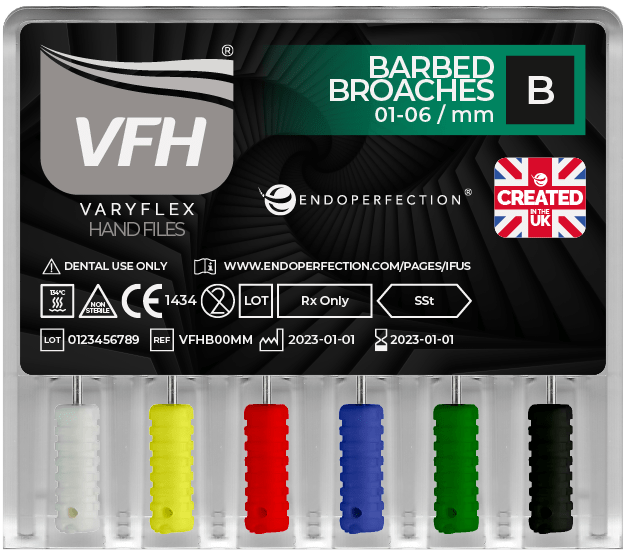 VaryFlex VFH Hand Files Barbed Broaches SSt Non-Sterile Hand File 01-06